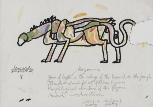 Galerie Polaris: Adrien Vermon, Leopard, encre sur papier, 30x21cm, 2015.
