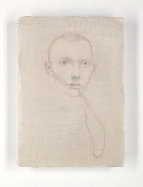 Galerie Nathalie Obadia: Sophie Kuijken, t–C.B., mixed media on plasterboard, 26 x 18 cm, 2018.