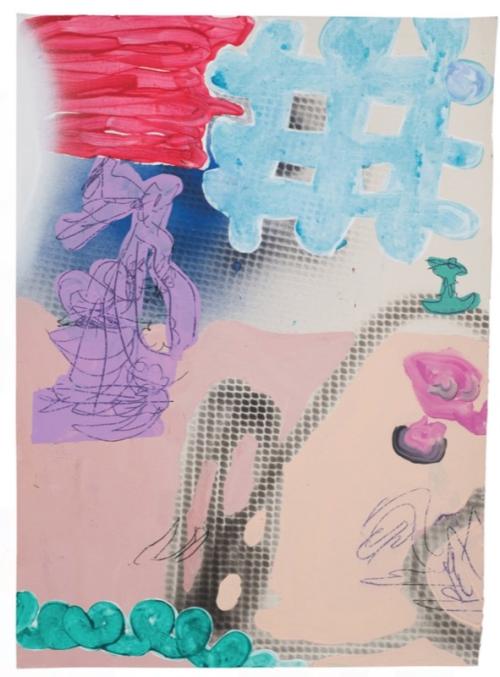 PLUS-ONE Gallery: Antwan Horfee, Microscope 3, mixed media on cardboard, 35x50cm, 2017.