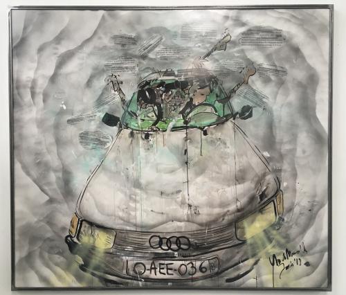 Galerie Nathalie Obadia: Joris Van de Moortel, Written in the stars, watercolour, India ink, pencil, acrylic, collage on paper fixed with UV varnish, antireflective Plexiglas and steel artist's frame, 152 x 172 cm, 2019.